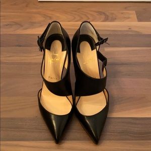 NWT Christian Louboutin Black Leather Strap Pump